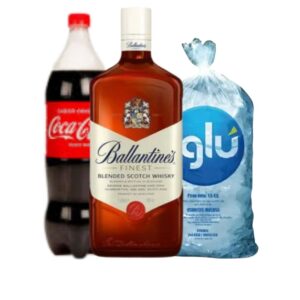 WHISKY BALLANTINES 1LT + COCA - COLA  1.5 ML  + HIELO 1.5 KG