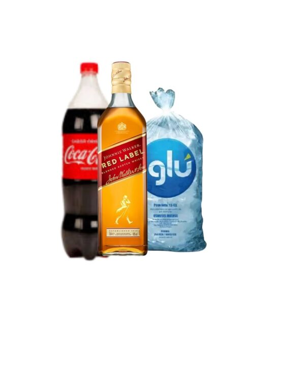 RED LABEL JHONNIE WALKER 750 ML  + COCA-COLA 1.5 ML  + HIELO 1.5 KG