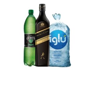 DOUBLE BLACK JHONNIE WALKER 750 ML  + EVERVESS  1.5 ML  + HIELO 1.5 KG