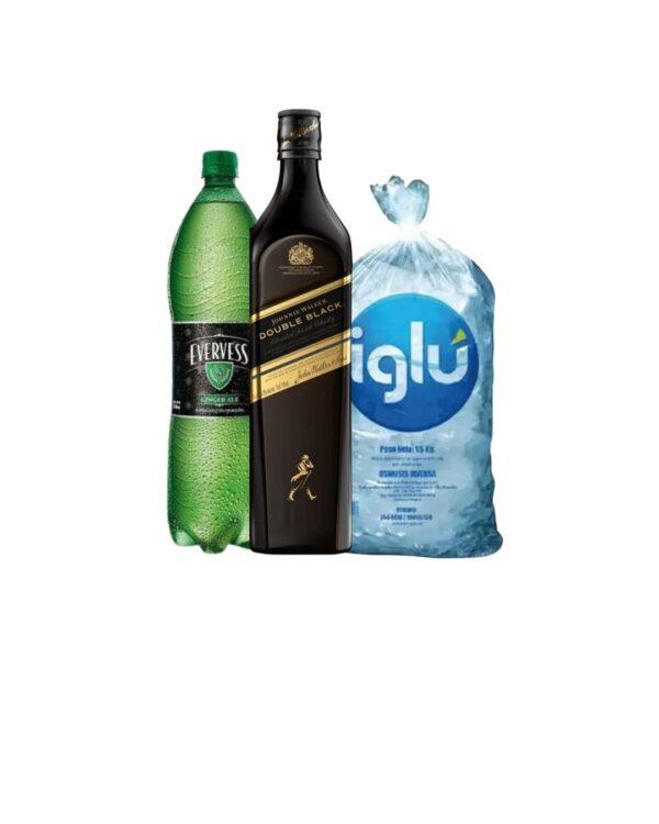 DOUBLE BLACK JHONNIE WALKER 750 ML  + EVERVESS  1.5 ML  + HIELO 1.5 KG