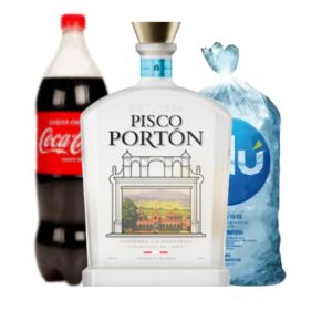 PISCO PORTON MOSTO 750 ML  +COCA - COLA 1.5 ML  + HIELO 1.5 KG