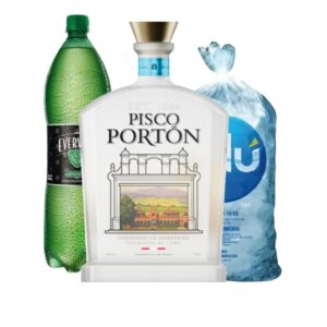 PISCO PORTON MOSTO 750 ML  +EVERVESS 1.5 ML  + HIELO 1.5 KG