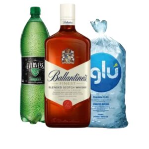 WHISKY BALLANTINES 1LT + EVERVESS 1.5 ML  + HIELO 1.5 KG