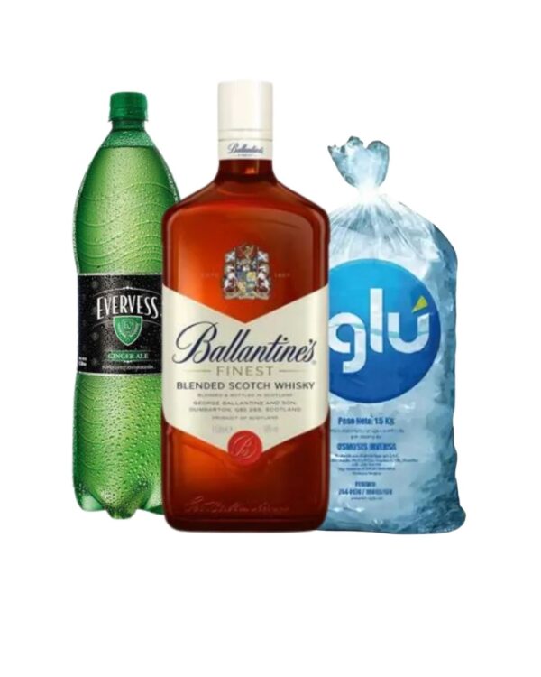 WHISKY BALLANTINES 1LT + EVERVESS 1.5 ML  + HIELO 1.5 KG