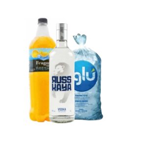 VODKA RUSS KAYA 750 ML  + FRUGOS FRESH 1.5 ML  +  HIELO 1.5 KG